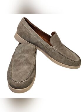 Lands' End Taupe Suede Slip-On Loafers with Crepe Sole. Size 12